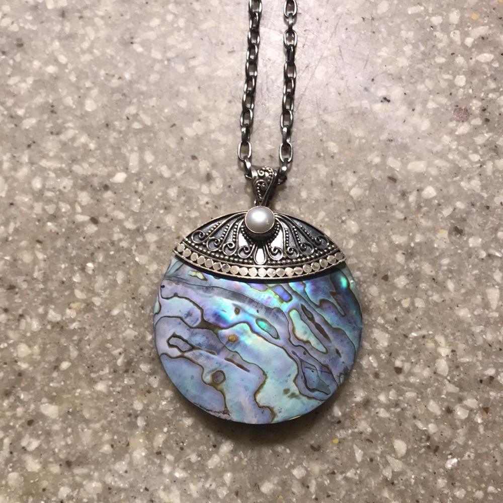 925 Sterling abalone necklace. 24” with 2” extender - Picture 3 of 3